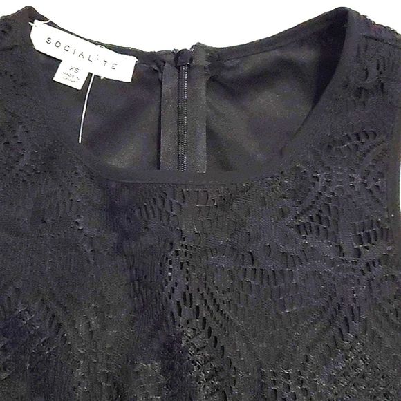Socialite Black Laced Top Accordion Chiffon Chic Party Wedding Mini Dress XS - Picture 4 of 11